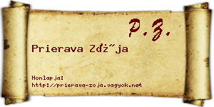 Prierava Zója névjegykártya